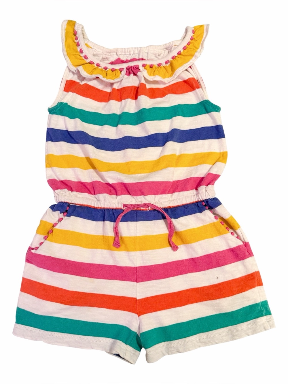 Mini Boden Girls Colorful Stripe Romper 5-6 year
